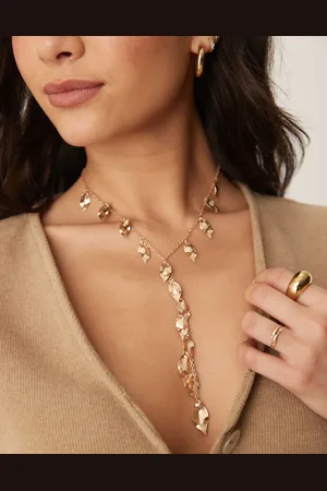 ASOS Lariat necklace with leaf detail in worn