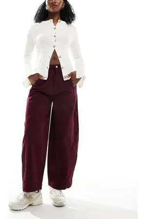 ASOS Seamed barrel trousers in dark cherry