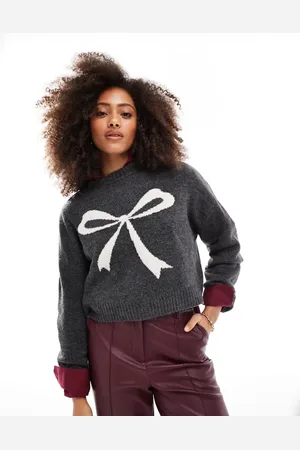 Pull&Bear Knit jumper with bow print in dark