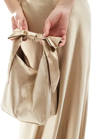Six Stories Bridesmaid satin bow pouch bag in