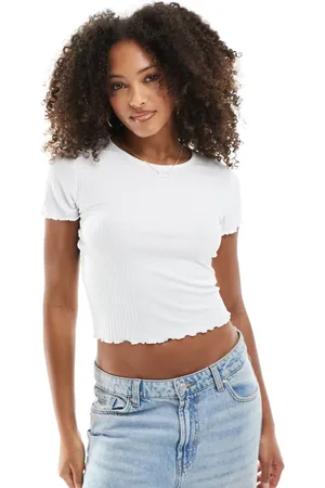 ONLY Cropped lettuce edge t-shirt in