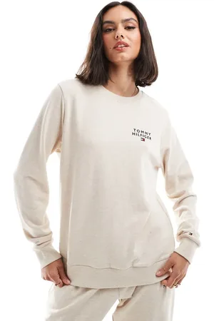 Tommy Hilfiger Lounge logo sweatshirt in beige marl