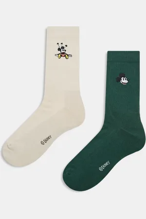 ASOS ASOS DESING 2 pack Disney vintage Mickey embroidery socks in white
