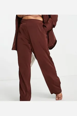 ASOS ASOS DESIGN Curve pull on trouser co-ord in chocolate satin