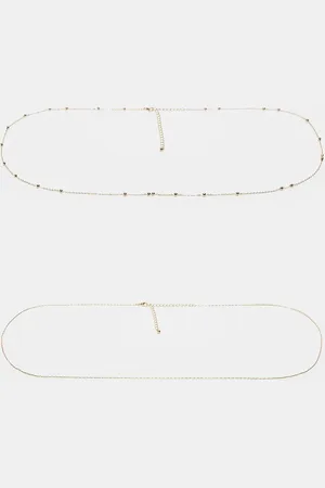 ASOS ASOS DESIGN Curve pack of 2 belly chains in dot dash and fine chain in tone
