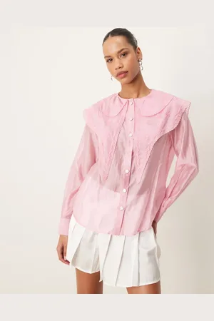 Sister Jane Embroidered organza blouse in raspberry