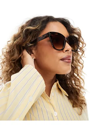 Pieces® Round frame sunglasses with ombre lense in tortoise shell