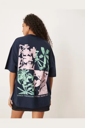 ASOS Oversized t-shirt with bright floral back graphic in