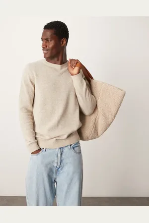 ASOS Lambswool crew neck knitted jumper in oatmeal