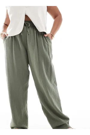 ONLY Cheesecloth pull on trousers co-ord in light khaki