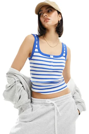 Cotton On Cotton On henley crop tank with button front in stripes