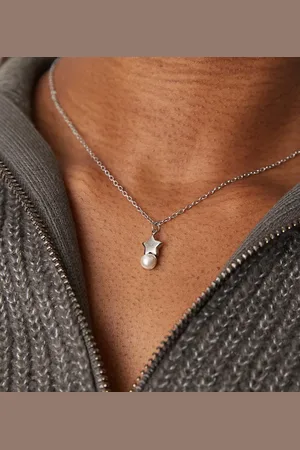 LOST SOULS Stainless steel star and pearl pendant necklace in