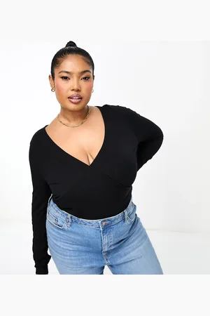 ASOS ASOS DESIGN Curve long sleeve wrap top in