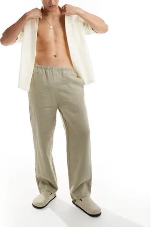 Weekday Seth linen blend trousers in beige
