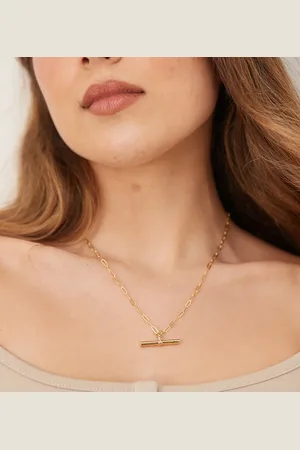 Orelia Chunky T-Bar mid length necklace in 18k plated