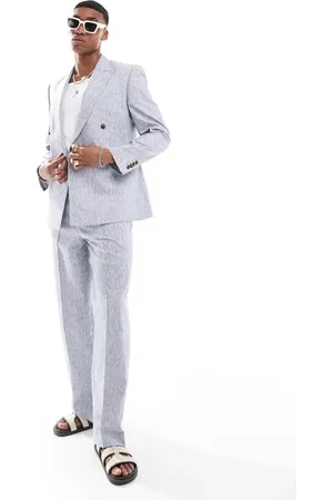 ASOS Wide suit trouser in linen stripe