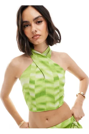 Y.A.S Halterneck crop top co-ord in tie dye - MGREEN
