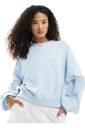Miss Selfridge Balloon sleeve bow sweatshirt in dusty
