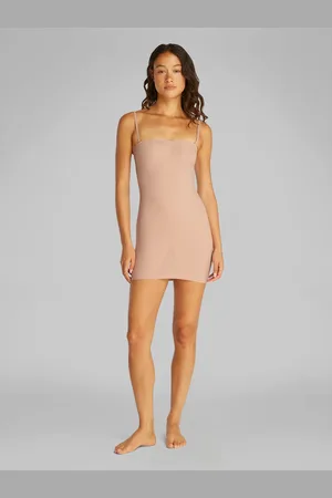 Calvin Klein Shapewear firm sculpted stay put stretch slip dress in beige