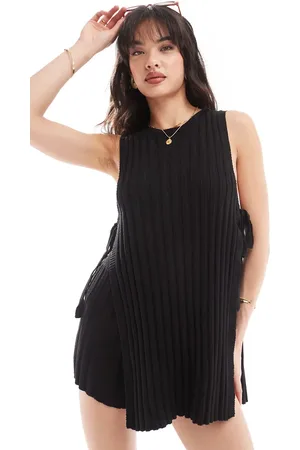 SNDYS Knit rib open tie side sleeveless top co-ord in