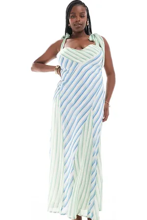 ASOS ASOS DESIGN Curve seamed midi dress with godets in mixed stripe