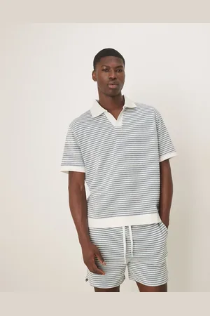 ASOS Boxy relaxed polo in neutral textured stripe