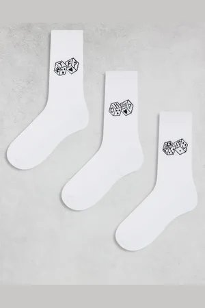 ASOS 3 pack socks with dice embroidery in