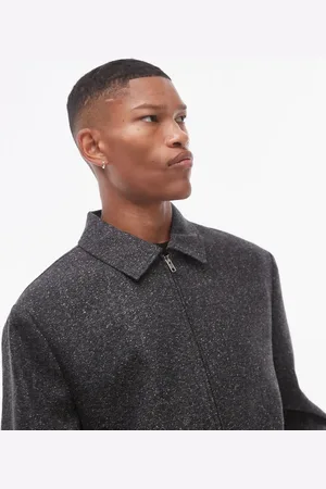 Topman Premium harrington wool mix salt and pepper suit jacket in