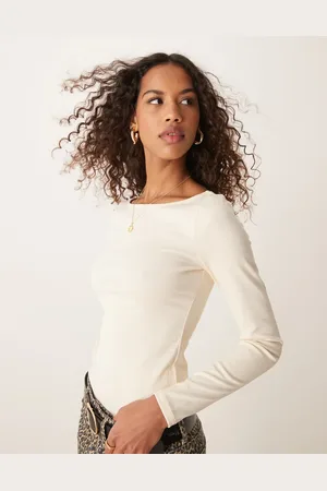 Pimkie Boat neck long sleeve top in beige