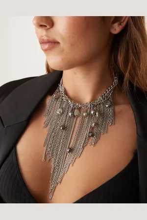 ASOS Necklace with mixed pearl and chain detail in tone