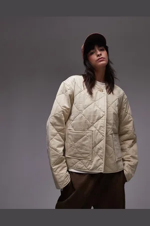 Topshop Washed quilted liner jacket in buttermilk