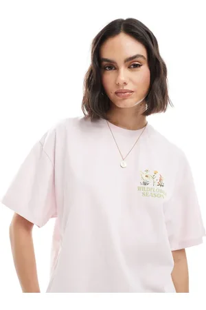 Miss Selfridge Wildflower oversized backprint t-shirt in lilac