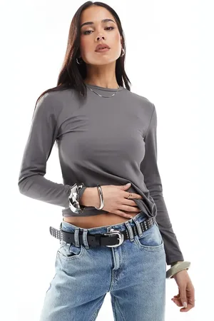 ONLY Long sleeve seamless top in dark