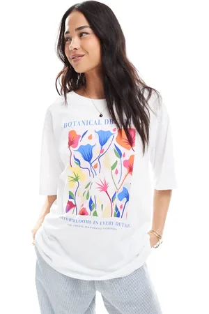ONLY Botanical graphic oversized t-shirt in