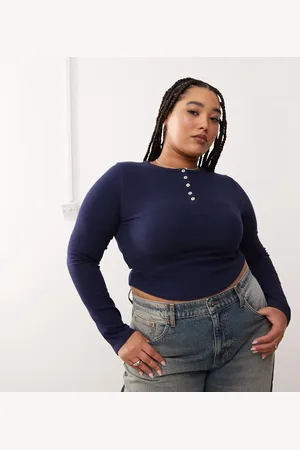 COLLUSION Plus oversized long sleeve Henley in waffle