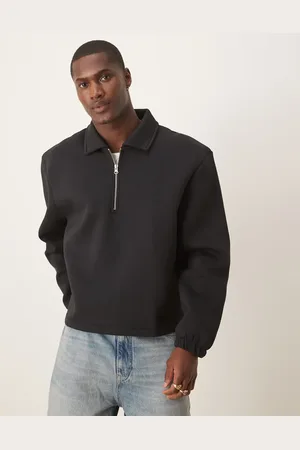 ASOS Oversized boxy quarter zip rugby scuba sweatshirt in