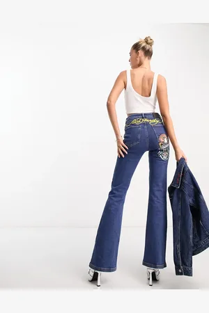 ED HARDY Flare fitted jeans with bum logo