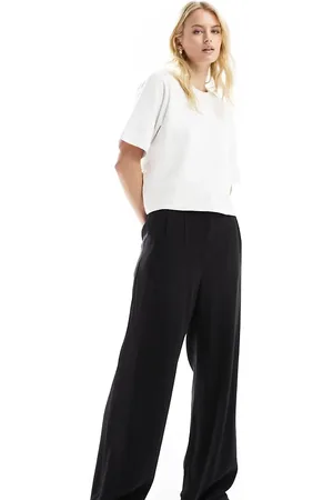 ASOS ASOS DESIGN Tall tailored high waist seam detail wide leg linen trousers in