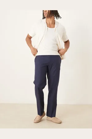 ASOS Smart straight leg linen blend trousers in
