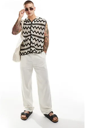 Bershka Crochet patterned shirt vest in ecru