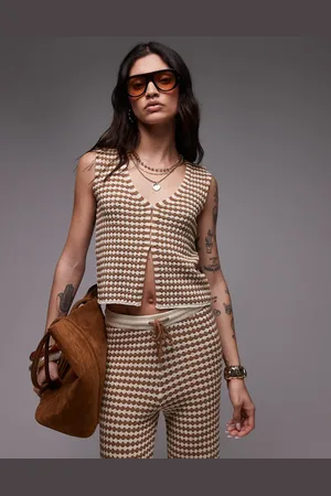 Topshop Knitted check pattern waistcoat co-ord