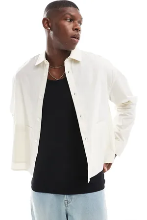 ASOS Oversized boxy shirt with large pockets in beige