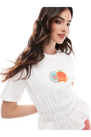 COLLUSION Shirred waist t-shirt with fruit print