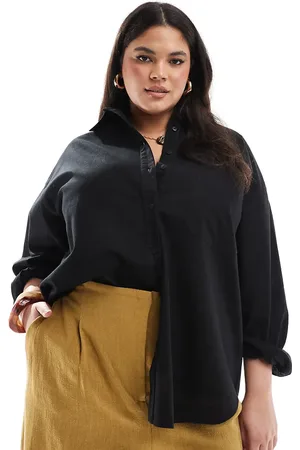 ASOS ASOS DESIGN curve linen blend oversized shirt in