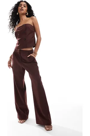 4th & Reckless Tailored front pleat wide leg trousers co-ord in burgundy