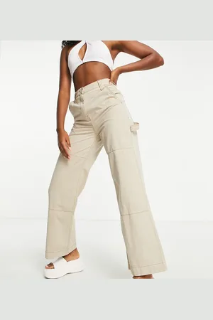 COLLUSION Straight leg utility cargo trousers in stone
