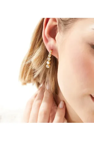 Orelia Plated graduated crystal drop earrings