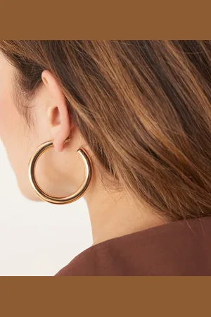 DesignB London 50mm chunky tube hoop earrings in