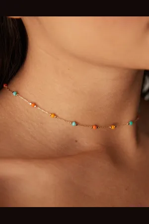 ASOS Necklace with multi micro beads in tone