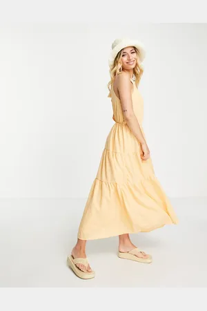 Pieces® Tie back tiered maxi dress in